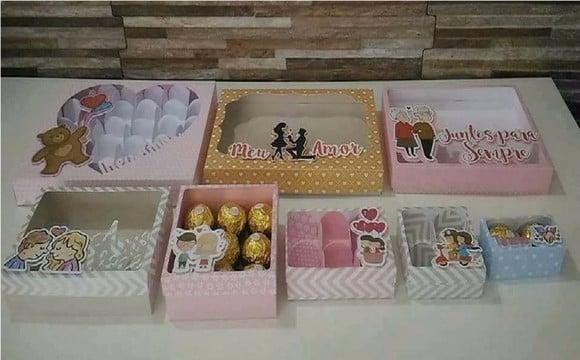 Arquivo Silhouette - Kit Caixas Doces dia dos Namorados