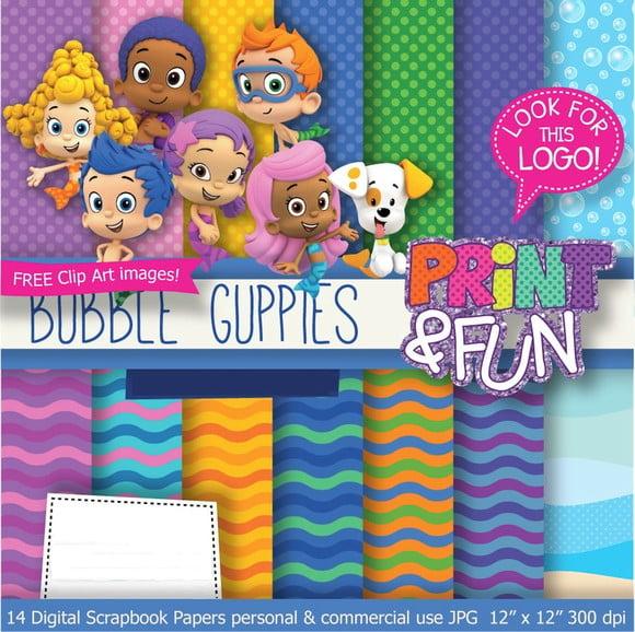 Kit Papel Digital Scrapbook Bubble Guppie