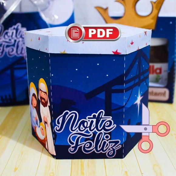Arquivo pdf Caixa Panetone (250g) Natal Azul Tesoura