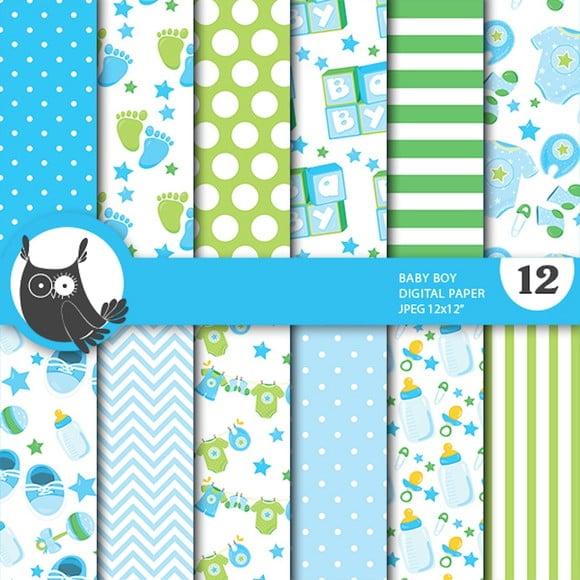 Kit Papel Digital Chá Bebê Menino