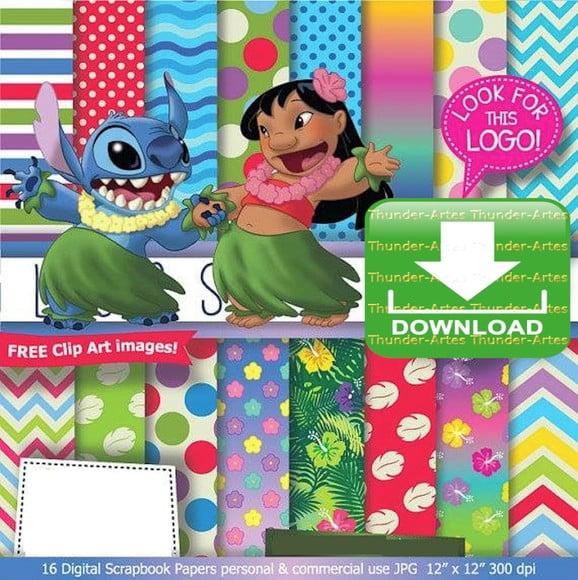 Kit Papel Digital Lilo E Stitch