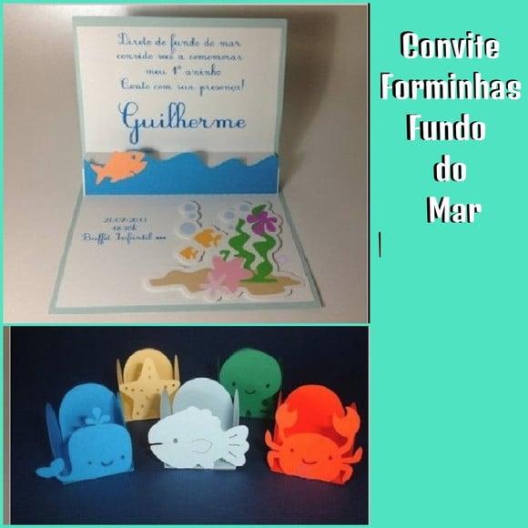 Arquivo de Corte Silhouette Forminhas e Convite Fundo do Mar