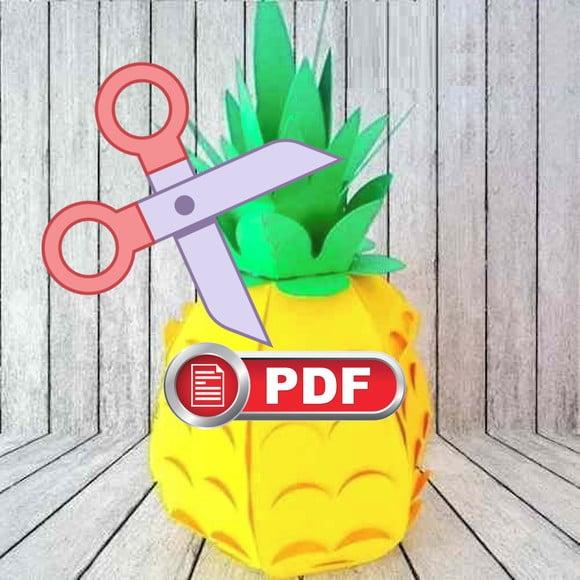 Arquivo pdf Caixa Abacaxi Fruta Tropical - Corte com Tesoura