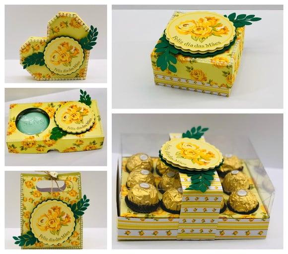 Arquivo Silhouette Caixa Doces Dia das Mães Yellow