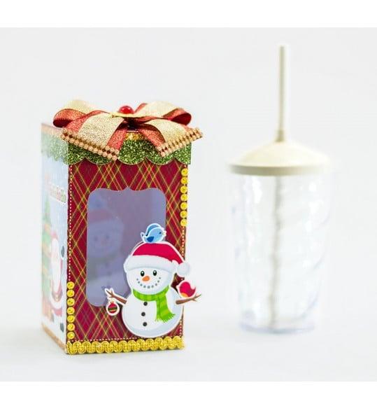 Arquivo Silhouette Caixa Copo com Canudo Natal
