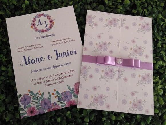 Arquivo Silhouette Convite Casamento Floral Rosa