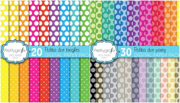 Kit Papel Digital Scrapbook Festa de bolinhas