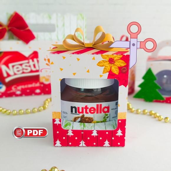 Arquivo pdf Caixa para Nutela 140g Boas Festas Tesoura