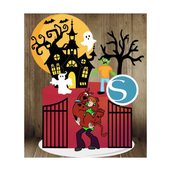 Topo de Bolo Camadas Scooby Doo Halloween Arquivo de Corte