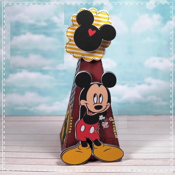 Arquivo Silhouette Caixa Cone Piramide Mickey