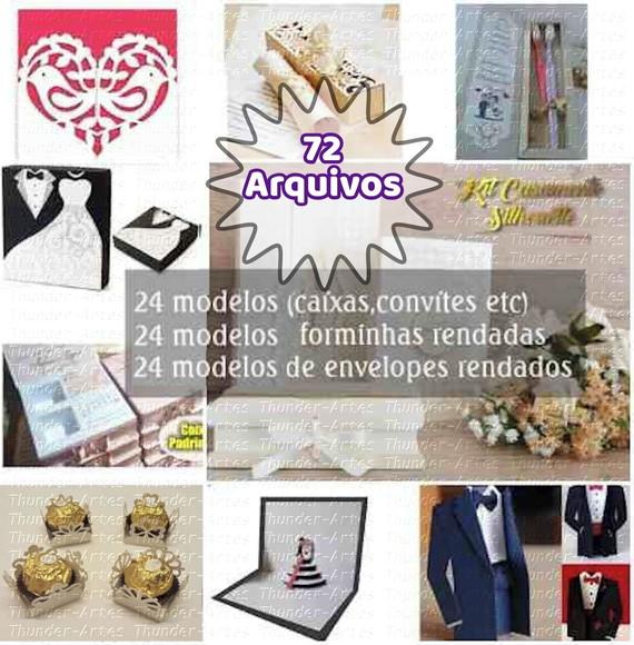 Kit 72 Arquivos Casamento Caixa Convites Forminhas