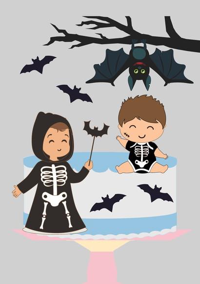Topo de Bolo Camadas Bruxinha Halloween Arquivo Studio