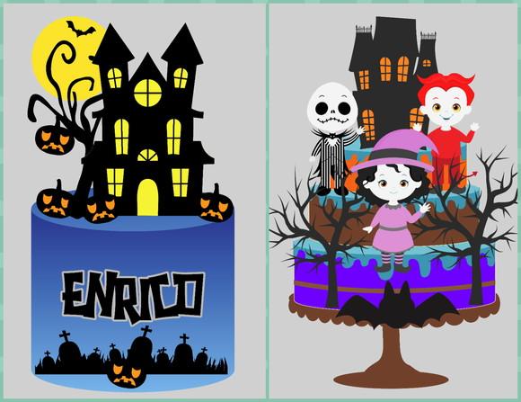 Topo de Bolo Halloween (não Camadas) 2 Arquivos Studio