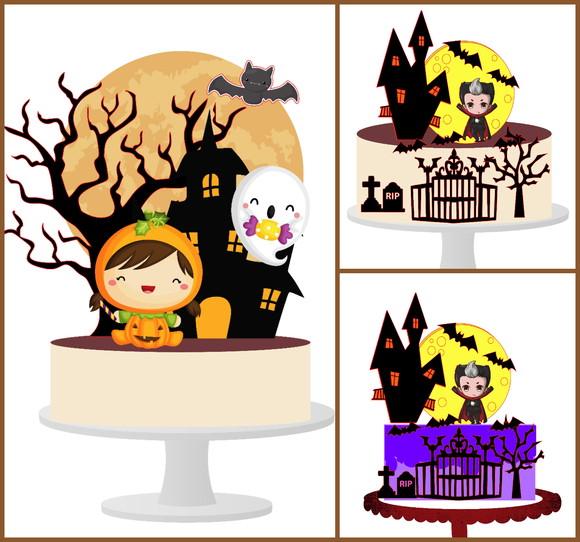 Topo de Bolo Halloween (não Camadas) 2 Arquivos