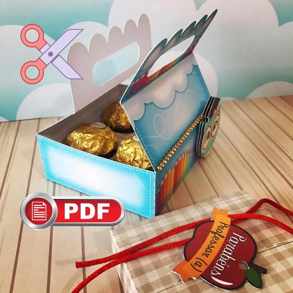 Arquivo em pdf Caixa Sacolinha 4 Bombons Professores
