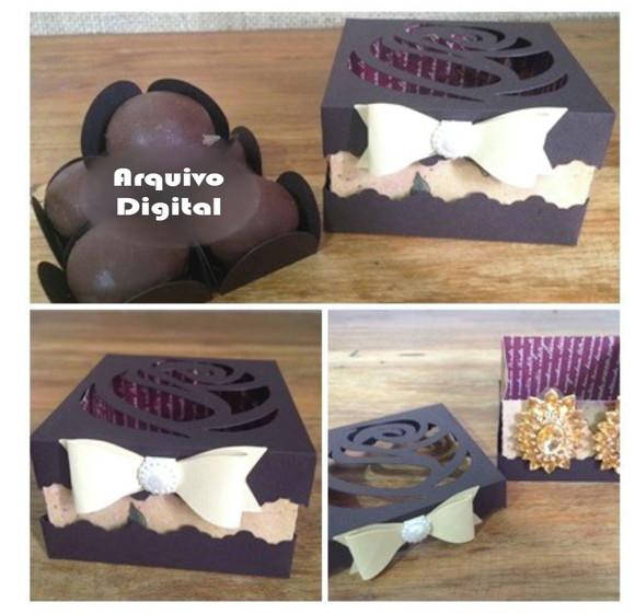 Arquivo Silhouette Caixa 4 Doces Dia das Mães