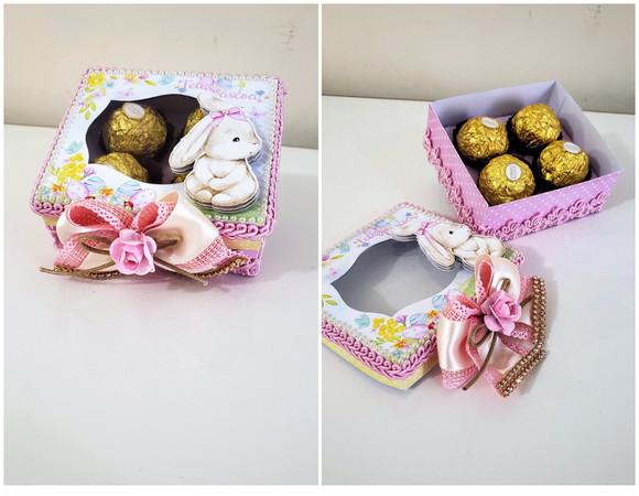 Arquivo Silhouette Caixa para 4 Doces Pascoa Rosa Menina