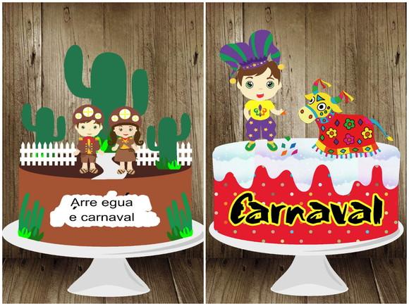 Arquivo Topo de Bolo Camadas Carnaval Infantil Nordeste