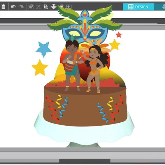 Arquivo Topo de Bolo Camadas Carnaval Tropical