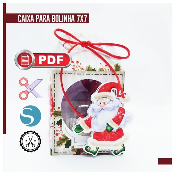 Arquivo pdf Silhouette Caixa para Bolinha 7x7cm Natal