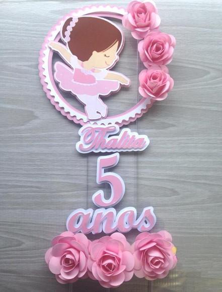 Arquivo Silhouette Topo de Bolo Bailarina com Flores