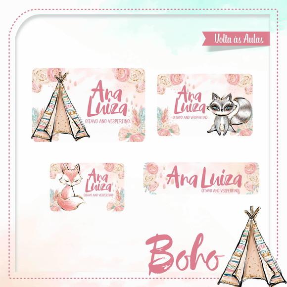 Arquivo de Corte Etiqueta Escolar Boho