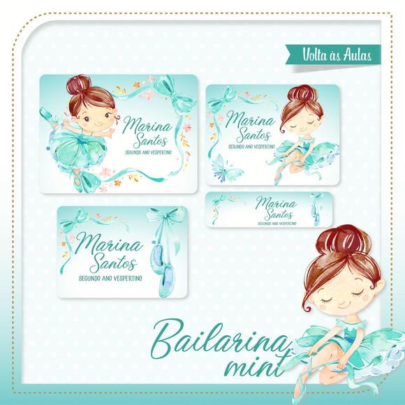 Arquivo de Corte Etiqueta Escolar Bailarina Mint