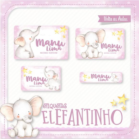 Arquivo de Corte Etiqueta Escolar Elefantinho Rosa