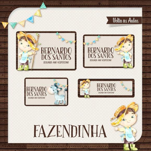 Arquivo de Corte Etiqueta Escolar Fazendinha Menino