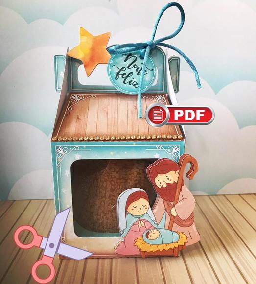 Arquivo pdf Caixa Mini Panetone Natal Corte Tesoura