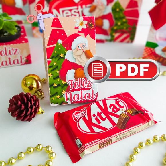Arquivo pdf Caixa para Kit Kat Natal para Tesourete