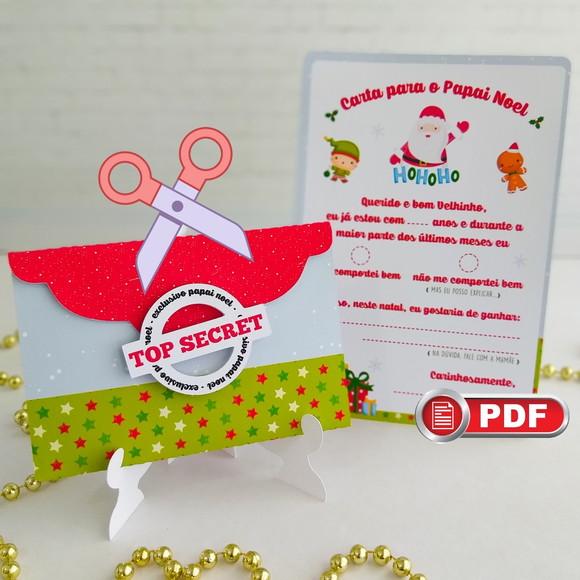 Arquivo pdf Cartinha Papai Noel Natal Crianças Tesoura