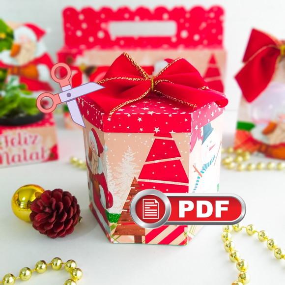 Arquivo pdf Caixa Panetone (250g) Natal Corte Tesoura