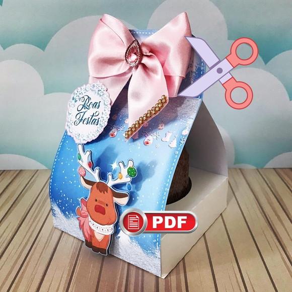 Arquivo pdf Embalagem Panetone 80g Natal Corte Tesoura