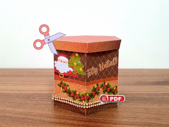 Arquivo pdf Caixa Panetone 250g Natal Tesoura