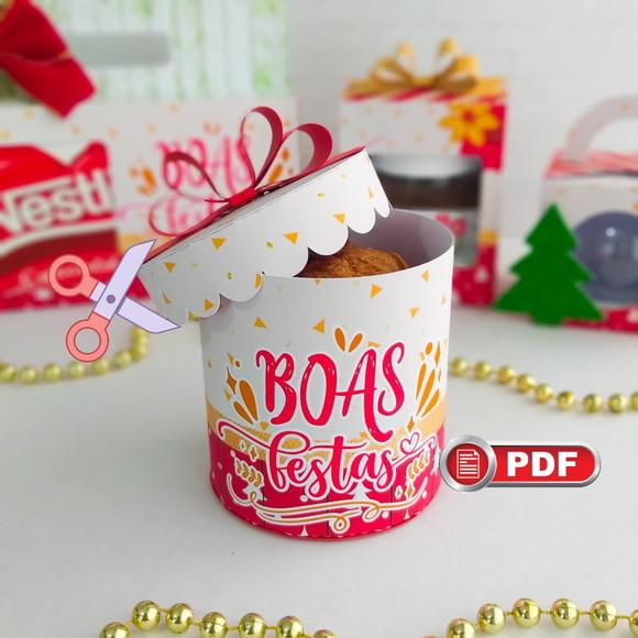 Arquivo pdf Caixa Mini Panettone 80g Boas Festas Tesourete