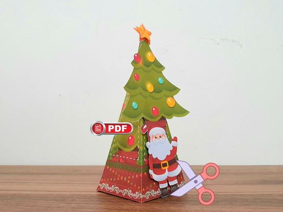 Arquivo pdf Caixa Cone Piramide Natal Tesoura