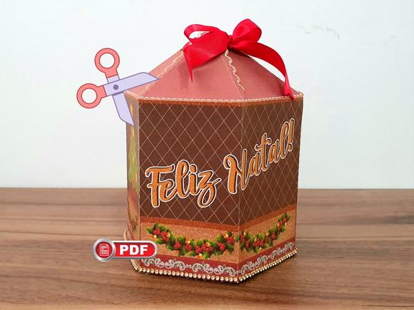 Arquivo pdf Caixa Panetone 500g Natal Tesoura