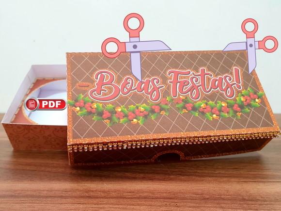 Arquivo pdf Caixa para 2 Sabonetes Natal Tesoura