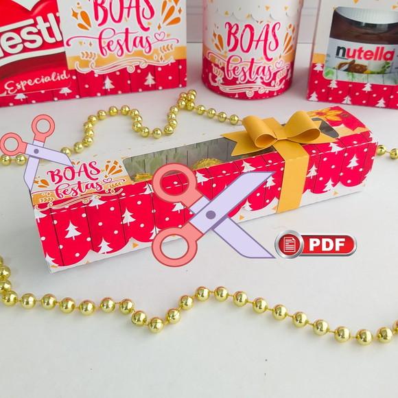 Arquivo pdf Caixa 5 Doces Boas Festas Corte Tesoura