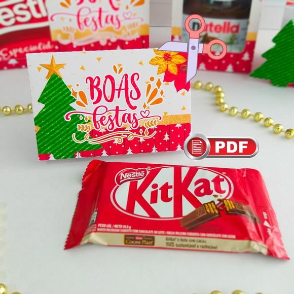 Arquivo pdf Caixa Kit Kat Boas Festas Corte Tesoura