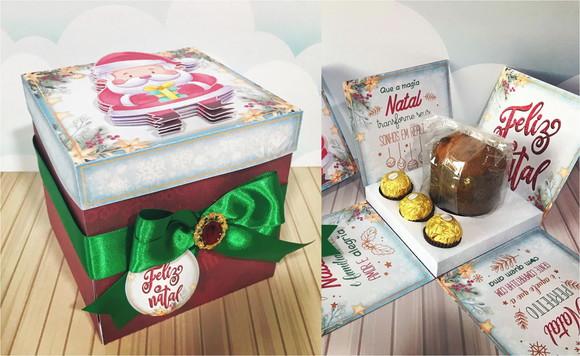 Arquivo de Corte Caixa Explosão Mini Panetone 80g Natal