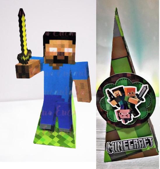 Arquivo Silhouette Caixa Cone Piramide Minecraft