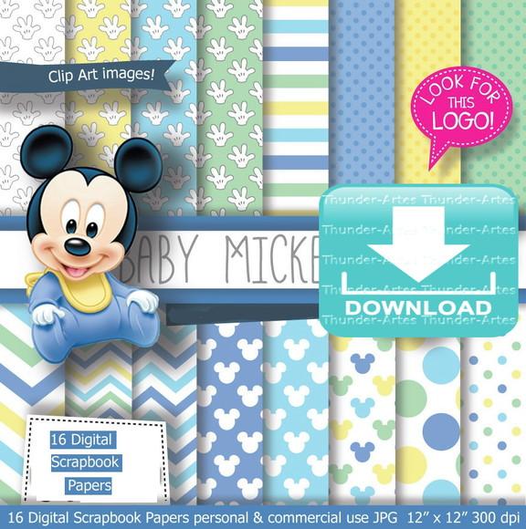 Kit Digital Papel - Mickey Bebê
