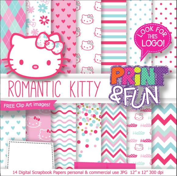 Kit Papel Digital Scrapbook Kitty Rosa