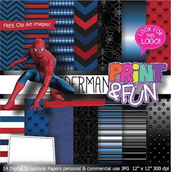 Kit Papel Digital Scrapbook Homem Aranha