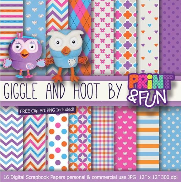 Kit Papel Digital Scrapbook Corujas