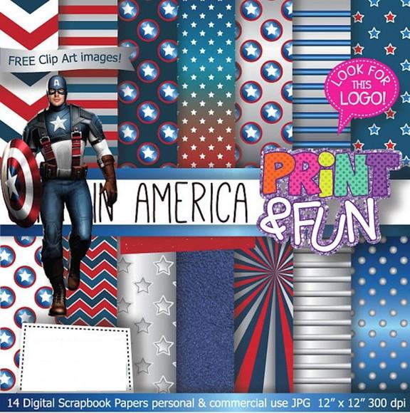 Kit Papel Digital Scrapbook Capitão America