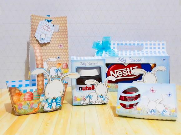 Arquivo Silhouette Kit Coelhinhos Azul Pascoa