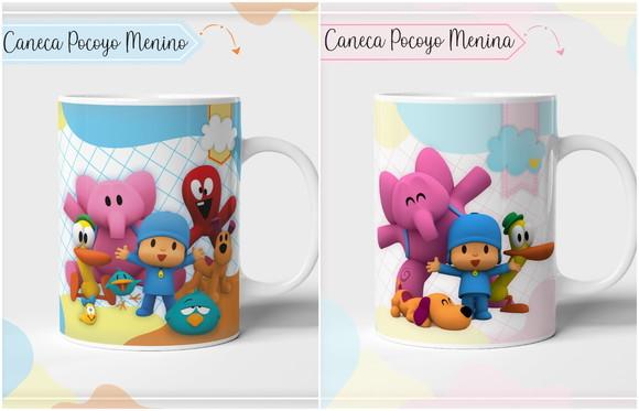 Estampa para Canecas Pocoyo Menino e Menina PDF PNG